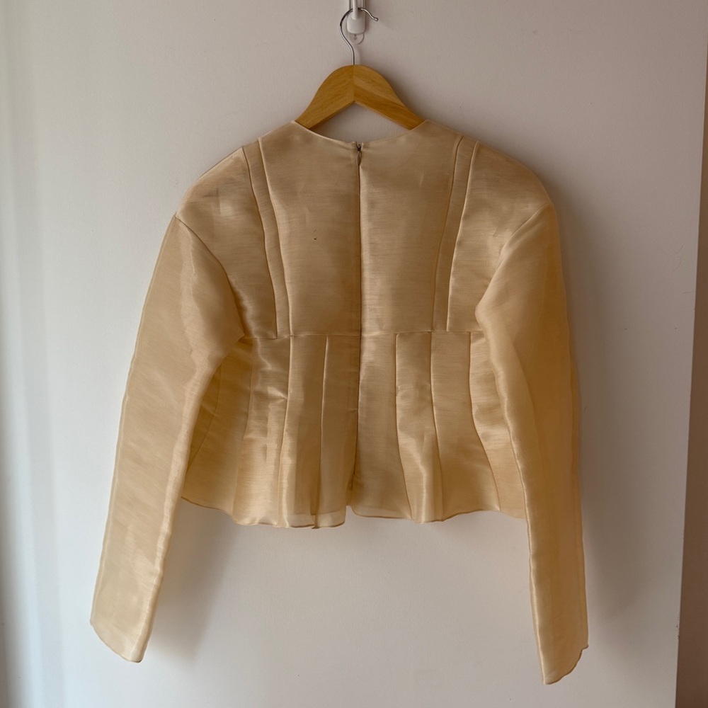Chic Cream Organza Structured Blouse - Picture 3 of 3